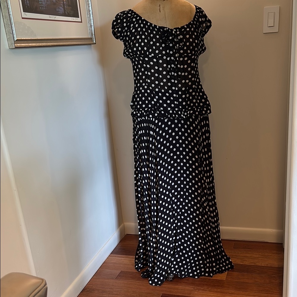 Elegant Black and White Polka Dot Dress